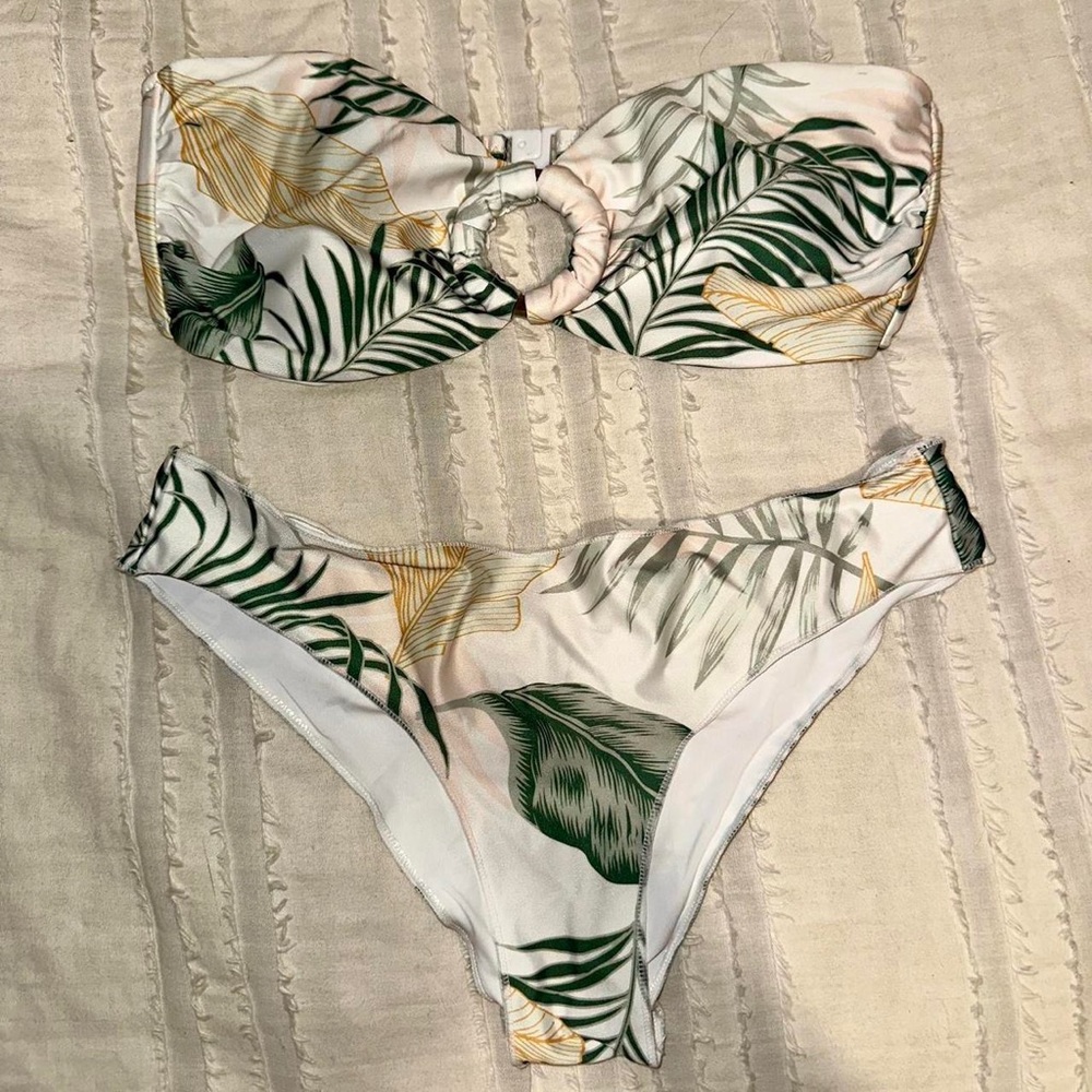 tropical strapless bikini set